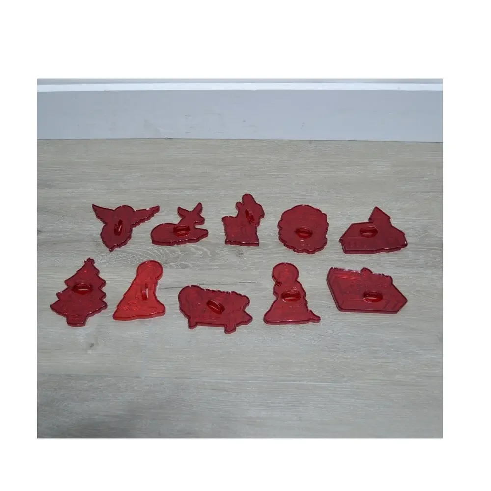 Vintage HRM Red Plastic Cookie Cutters Lot of 10 Christmas Nativity Scene